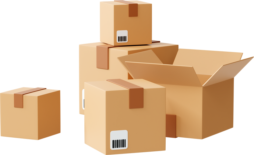 3D Cardboard boxes on warehouse