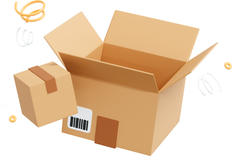 3D Unpacking order or parcel in cardboard boxes